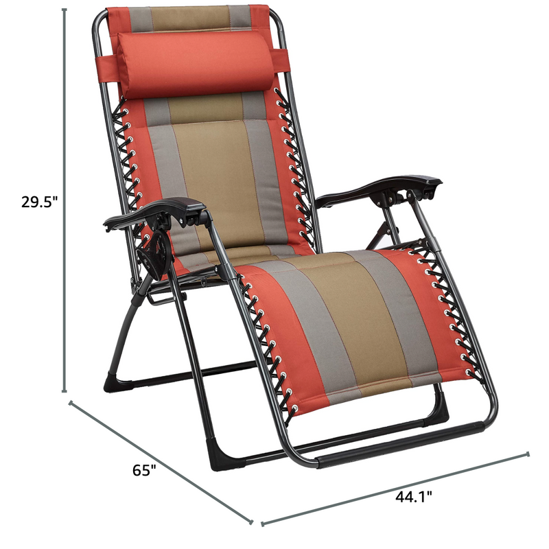 Amazon Basics Outdoor Adjustable Zero Gravity Folding Reclining Lounge Chair With Pillow, 65" D x 44.1" W x 29.5" H