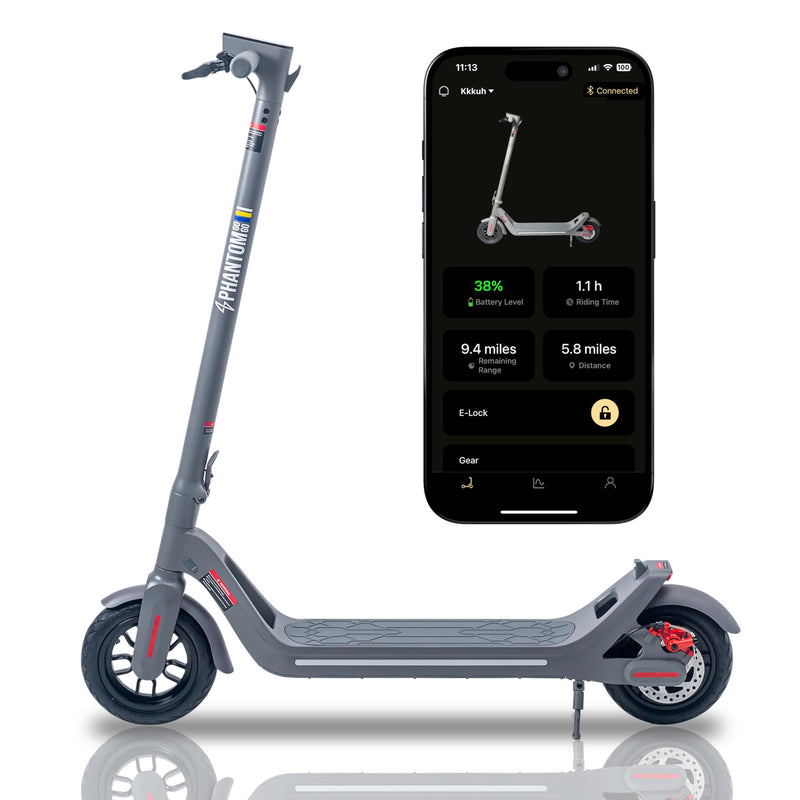 Phantomgogo Foldable Electric Scooter - Powerful Motor, 28 Miles Range, 15.5 Mph, Intelligent Light, Eco-Friendly, Perfect for Adult Commuters(Refurbished)