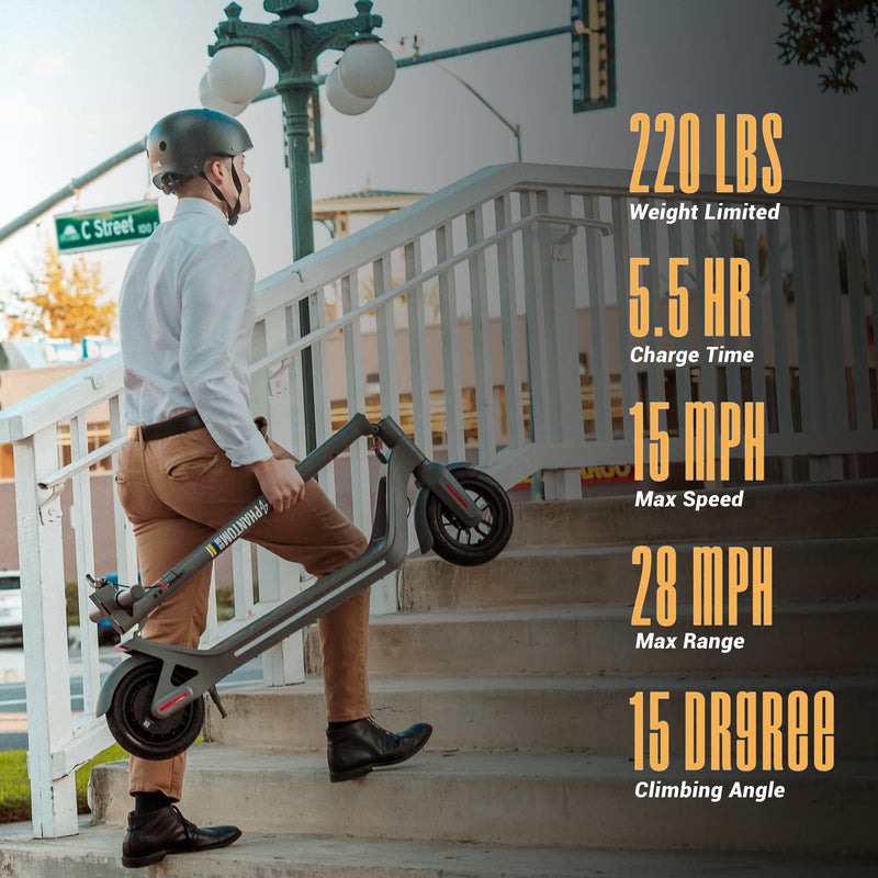 Phantomgogo Foldable Electric Scooter - Powerful Motor, 28 Miles Range, 15.5 Mph, Intelligent Light, Eco-Friendly, Perfect for Adult Commuters(Refurbished)