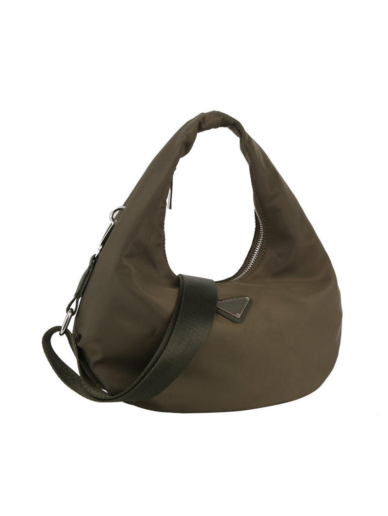 Nylon Shoulder Bag for Women with Detachable Crossbody Strap, Lightweight Everyday Purse with Top Zip Closure & Inner Pocket