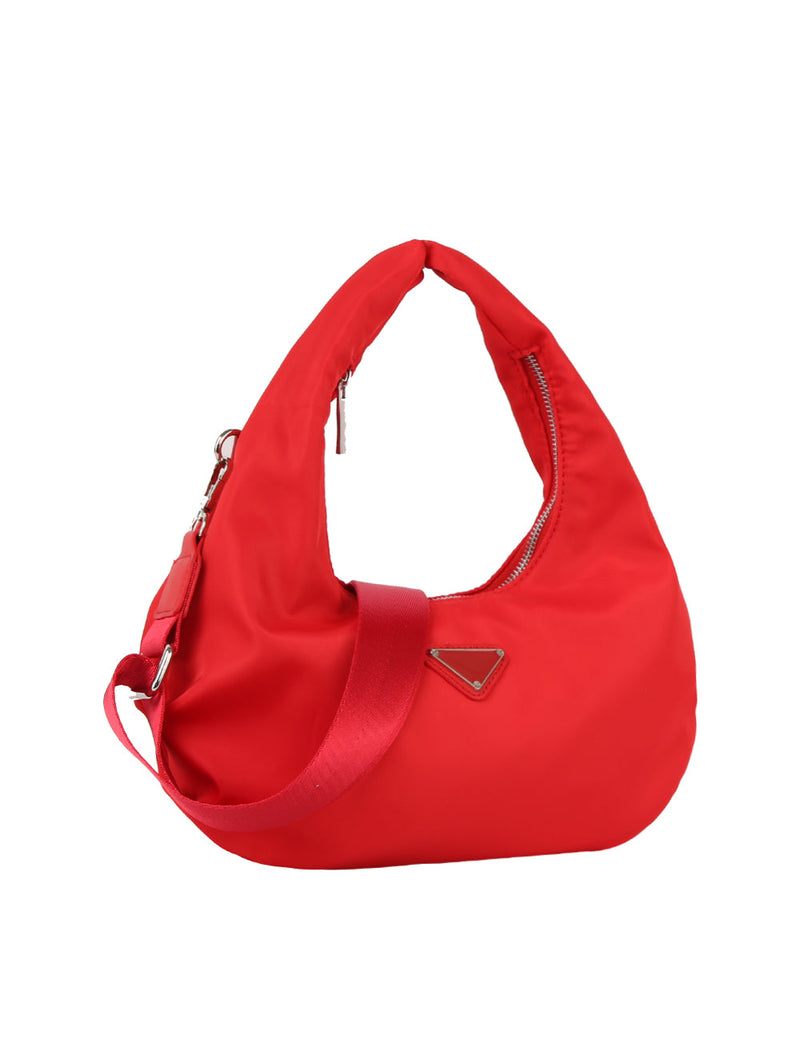 Nylon Shoulder Bag for Women with Detachable Crossbody Strap, Lightweight Everyday Purse with Top Zip Closure & Inner Pocket