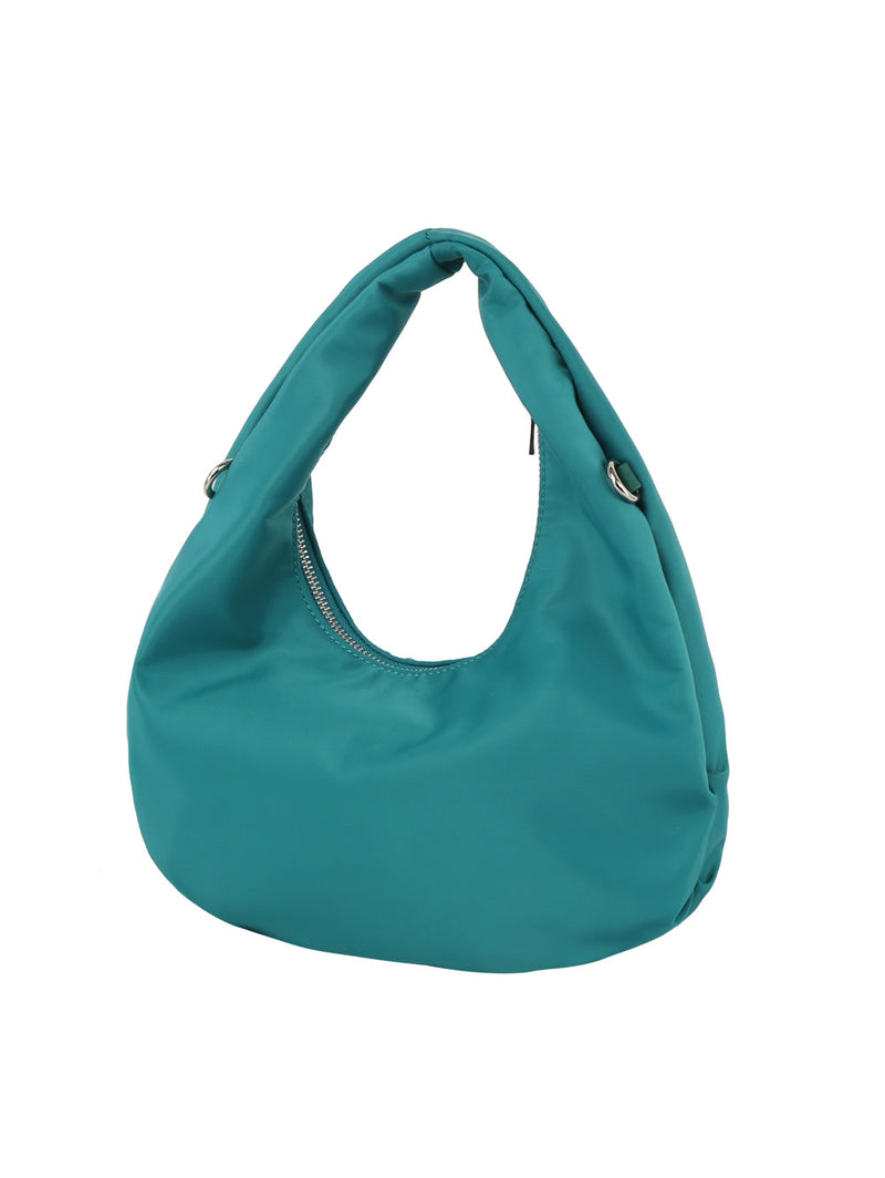 Nylon Shoulder Bag for Women with Detachable Crossbody Strap, Lightweight Everyday Purse with Top Zip Closure & Inner Pocket