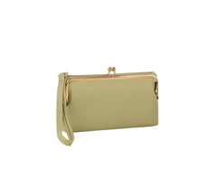 2-in-1 Vegan Leather Wristlet with Interlocking Clasp - Detachable Kiss-Lock Coin Purse Set for Women