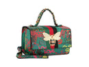 Graffiti Bee Print Satchel & Wallet Set, Vegan Leather 2-in-1 Convertible Shoulder Bag with Detachable Strap for Women