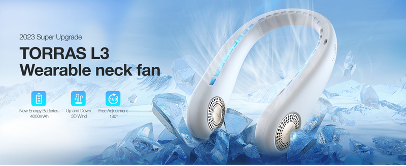 Torras bladeless neck fan Air Conditioner L3, 360° Airflow,3s Cool Down,Idea Gifts for Women & Men