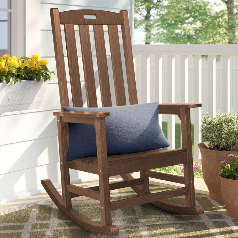 Oversized Outdoor Rocking Chair, Poly Lumber Rocker Chair, Brown