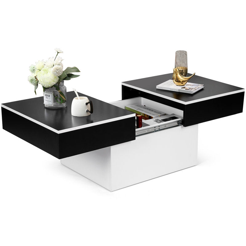 Coffee Table for Living Room, Modern High-Gloss Coffee Table with Hidden Storage