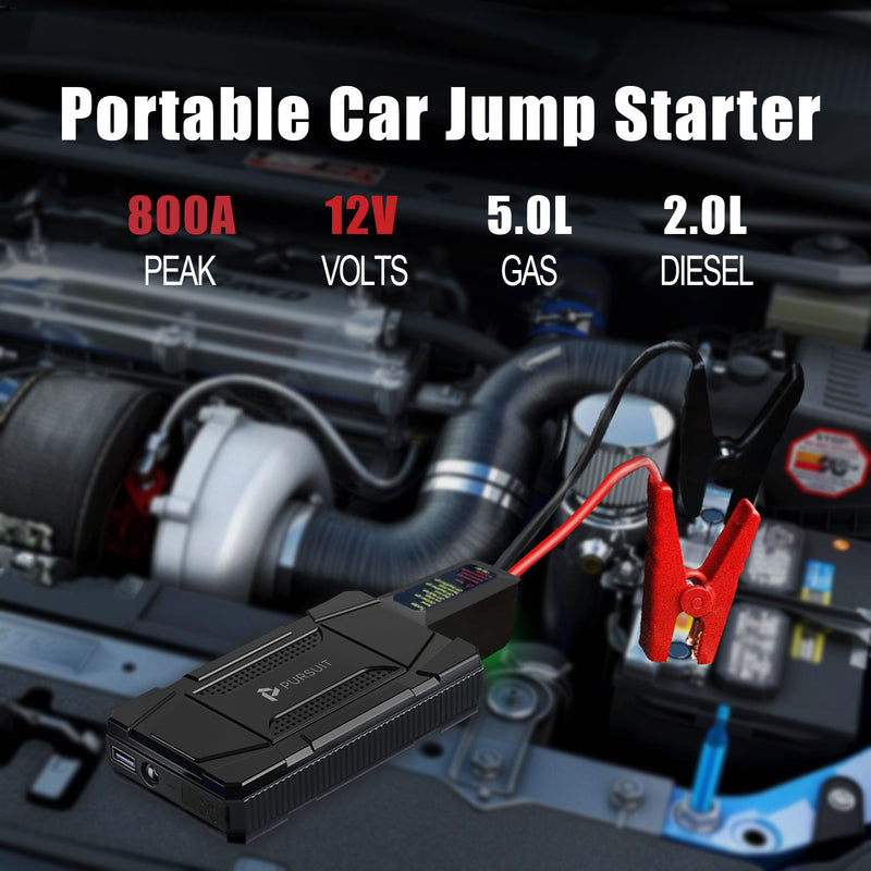 Portable UltraSafe Smart Jump Starter & Power Bank with Emergency Multimode Flash light for Cars with 4.0L Gasoline and 2.0L Diesel Engines