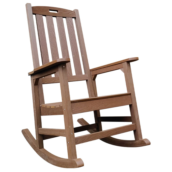 Oversized Outdoor Rocking Chair, Poly Lumber Rocker Chair, Brown