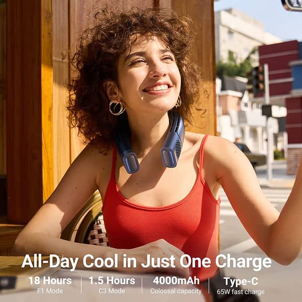 COOLIFY 2 Neck Air Conditioner, Portable Personal Cooler Neck Fan,Portable Personal Cooler and Heater Strong Wind,Idea Gifts for Women & Men