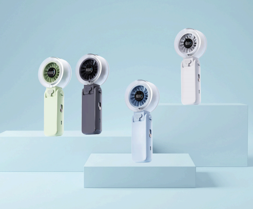 Portable Misting Fan with 18H Battery Life, 100 Speed Adjustable Personal Cooling Fan, Rechargeable Handheld & Desktop Fan with 1 Hour Mist Tank, Handle Stand and Lanyard