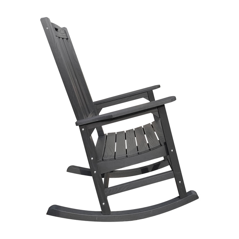 Oversized Outdoor Rocking Chair, Poly Lumber Rocker Chair, Black