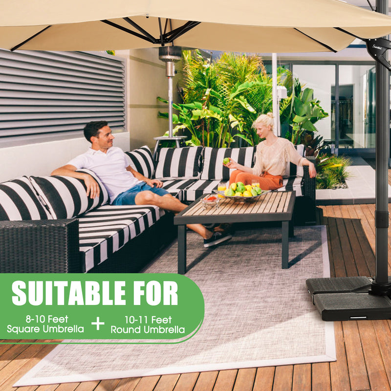 4-Piece Square Patio Umbrella Base for Cantilever and Offset Umbrellas - Fill with Water or Sand for 238lb of Stability