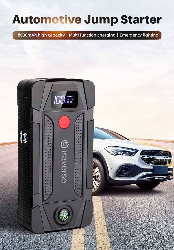 Traverse Smart 12V Car Jump Starter and Backup Power Bank with LCD Display