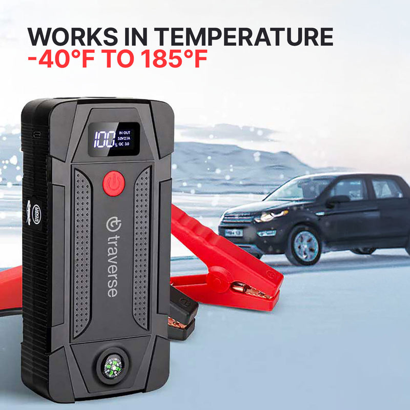 Portable UltraSafe Smart Jump Starter & Power Bank with Emergency Multimode Flash light and compass for Cars and Trucks  6.0L Gasoline and 3.0L Diesel Engines