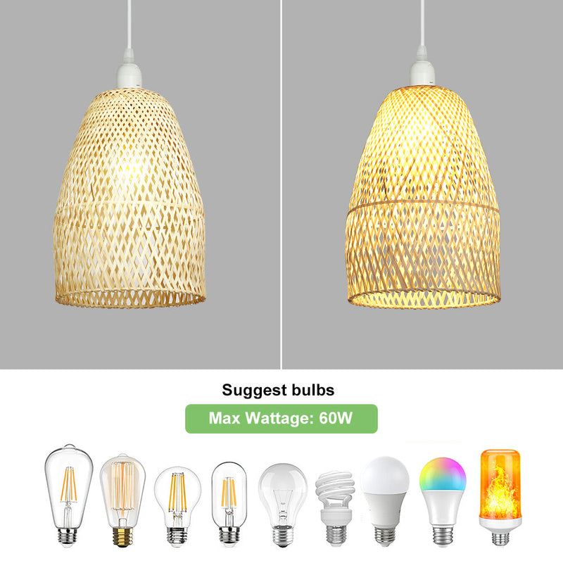 Retro Bamboo Woven Pendant Lights, Hand-Woven Caged Ceiling Lamp