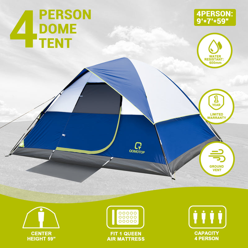 Easy Setup Dome Camping Tent with Rain Fly