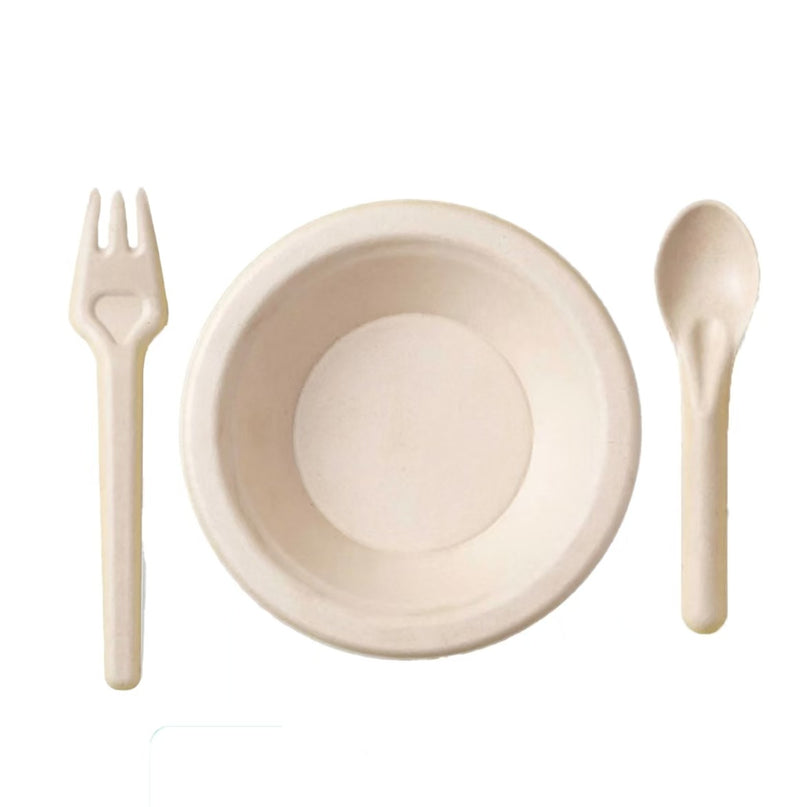 Compostable Bowls, Spoons & Forks Set | PFAS-Free, BPI Certified