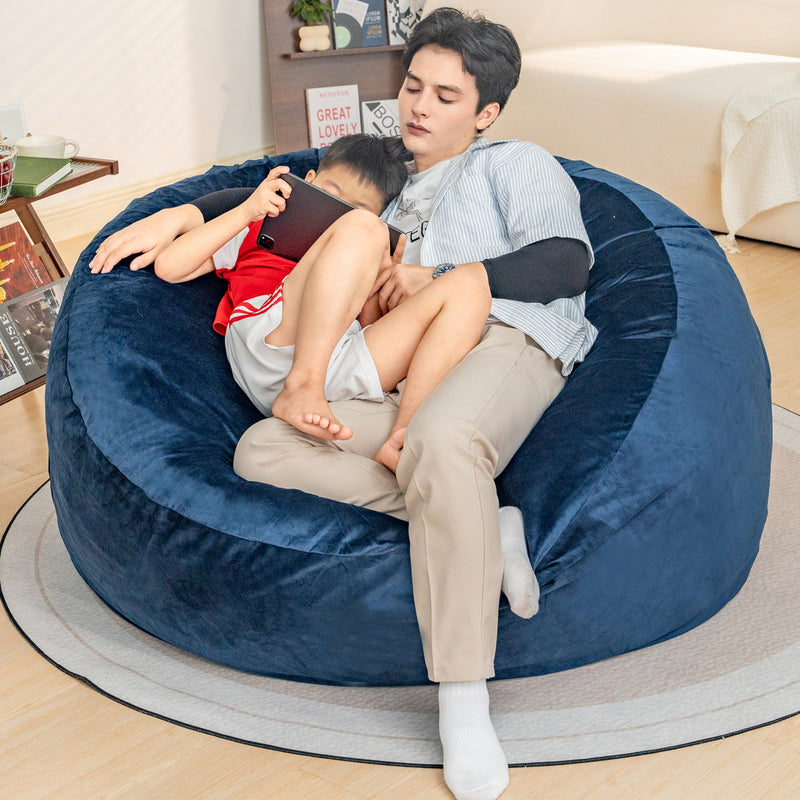 Bean Bag Chair: Giant 5' Memory Foam Furniture Bean Bag Chairs for Adults with Microfiber Cover 5Ft (Black)