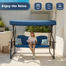 3-Seat Patio Porch Swing 800LBS Outdoor Swing with Stand w/Canopy & Adjustable Backrest Patio Glider Chair w/Removable Pillows & Foldable Side Tray for Balcony Garden Deck