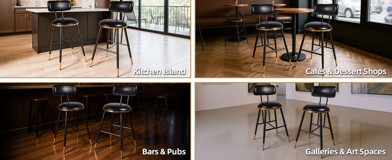 Bar Stools Set of 2 26 Inch Tall Counter Height Barstools with Backs Upholstered Bar Chairs for Kitchen Island Home Coffee Bar