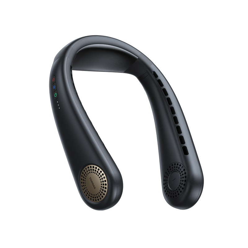 Torras Coolify Air Neck Air Conditioner Wearable Hands Free Fan,360° Refreshing Airflow, Matte Black