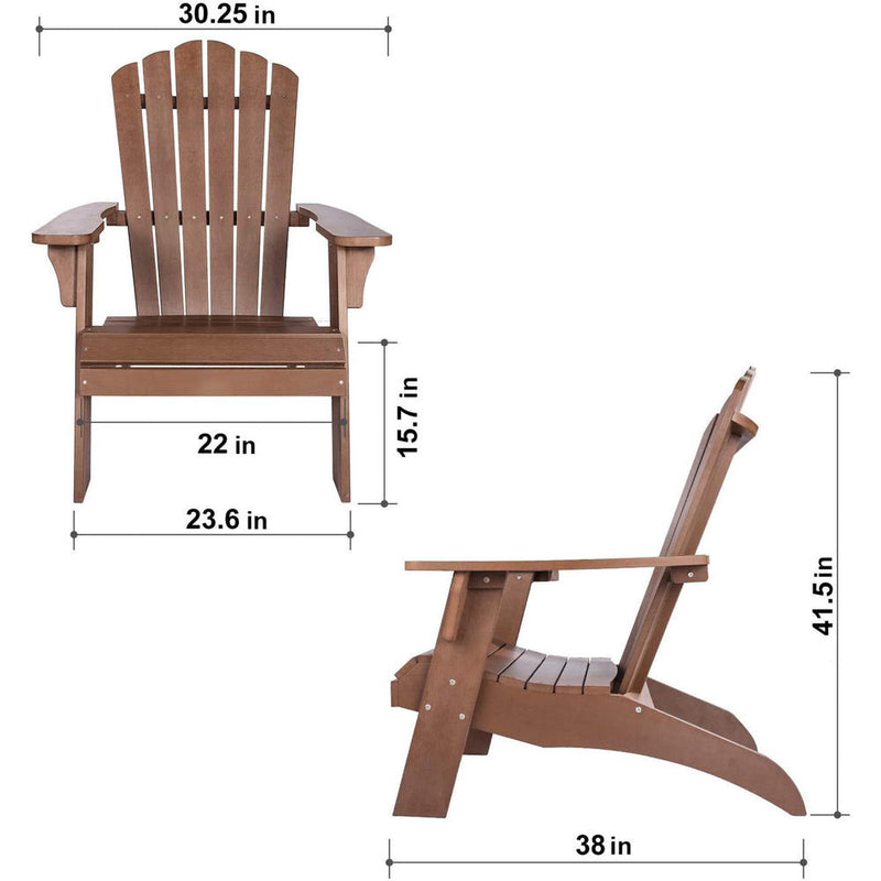 Oversized Adirondack Chair with Cup Holder Made with All-Weather Fade-Resistant Poly Lumber & 350lb Weight Rating