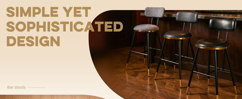 Bar Stools Set of 2 26 Inch Tall Counter Height Barstools with Backs Upholstered Bar Chairs for Kitchen Island Home Coffee Bar