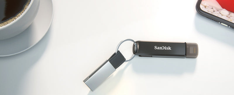 SanDisk 64GB iXpand Flash Drive with Lightning and USB-C connectors, Works with iPhone 14 and older