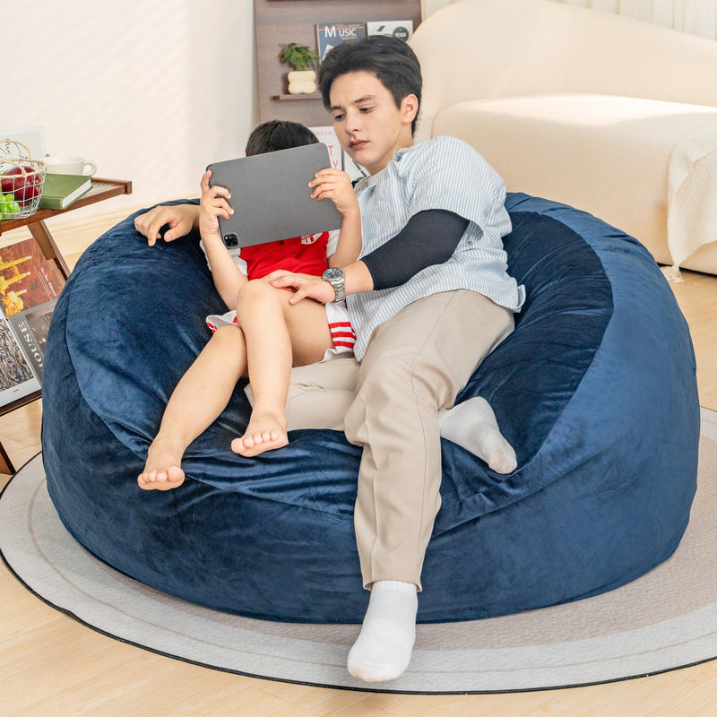 Bean Bag Chair: Giant 5' Memory Foam Furniture Bean Bag Chairs for Adults with Microfiber Cover 5Ft (Black)