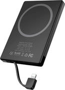 5000mAh Magsafe Power Bank Charger with Built-In USB C or Lightning Cable