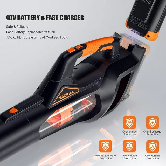40V Cordless Leaf Blower with 4.0Ah Battery & Charger, Brushless Motor and 5-Speed Optional