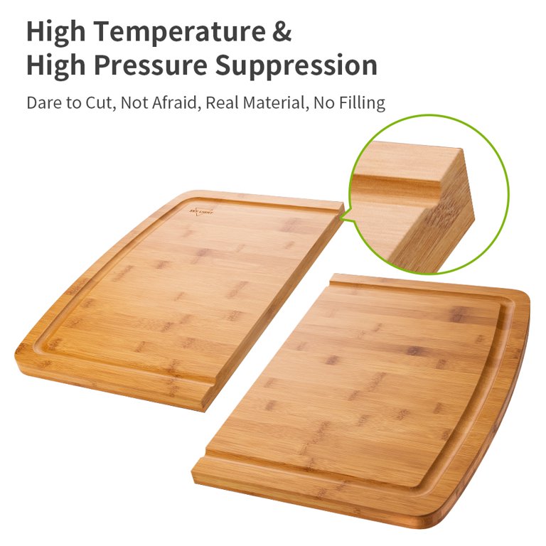 Bamboo Cutting Board for Kitchen 4 Pieces Wood Chopping Board Set with  Juice Grooves, Storage Holder
