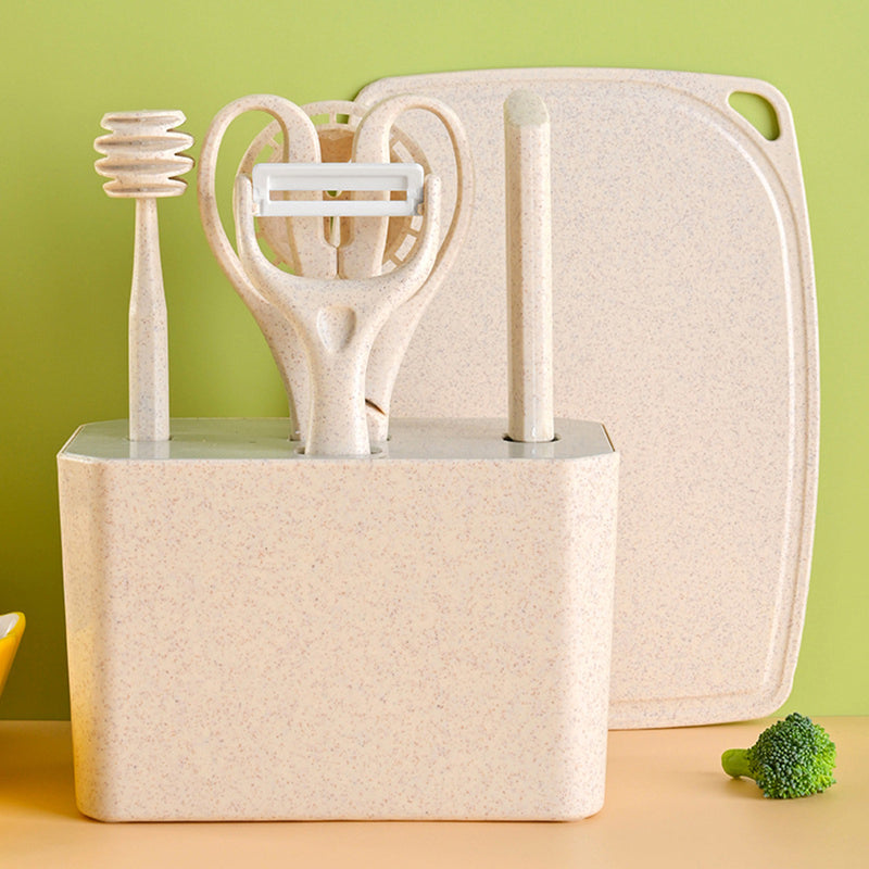 7pcs Wheat Straw Kitchen Utensil Set, Multifunctional Cooking Set, Eco-Friendly Baking tools.
