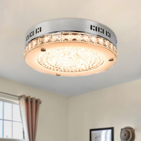 18W LED Crystal Ceiling Light With Remote, 11-Inch Modern Dimmable Close To Ceiling Lights Fixtures