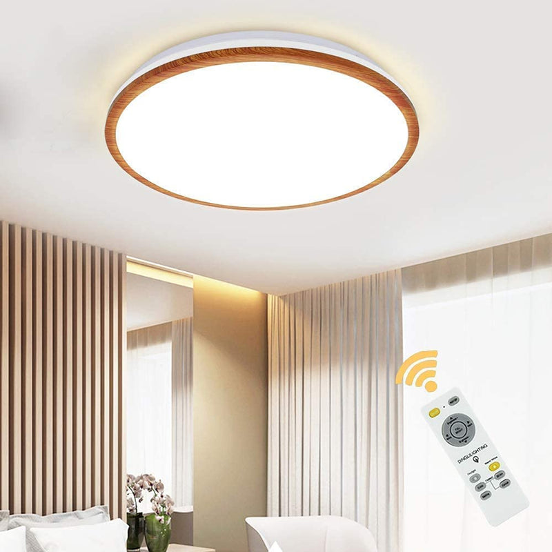 Dimmable LED Flush Mount Ceiling Light Fixture With Remote Control & 3 Light Temperatures