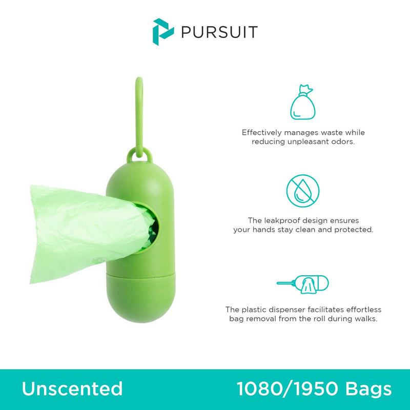 PURSUIT 1080pcs(72 Rolls) or 1950pcs(130 Rolls) Biodegradable  Dog Waste Bag with Dispenser