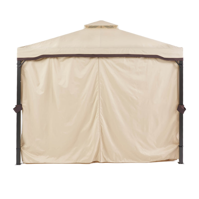 Skyline Gazebo Rust-Resistant Iron Frame with Beige Canopy for Outdoor Shade and Relaxation