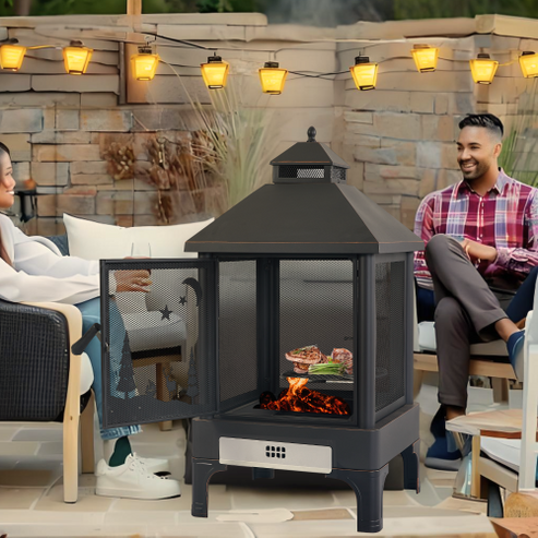 Garden Metal Outdoor Heating Furnace for Backyard 2 in 1 Fire Pit for Outdoor