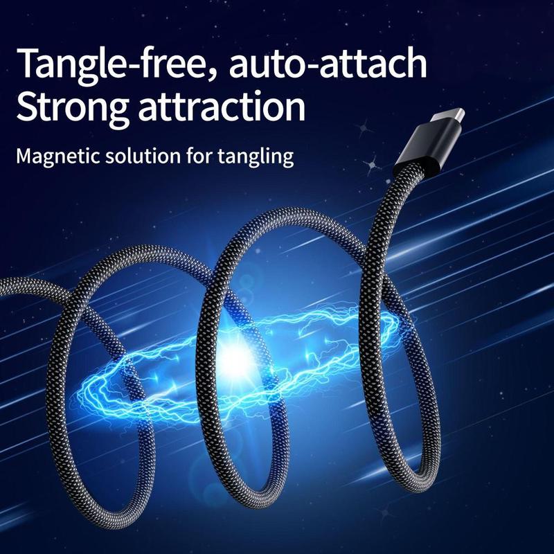 Magnetic Auto-Winding Car Cable, Strong Magnetic Attachment, Tangle-Free,Self-Organizing Design for Smartphones & Allo Type Charger - Electronic