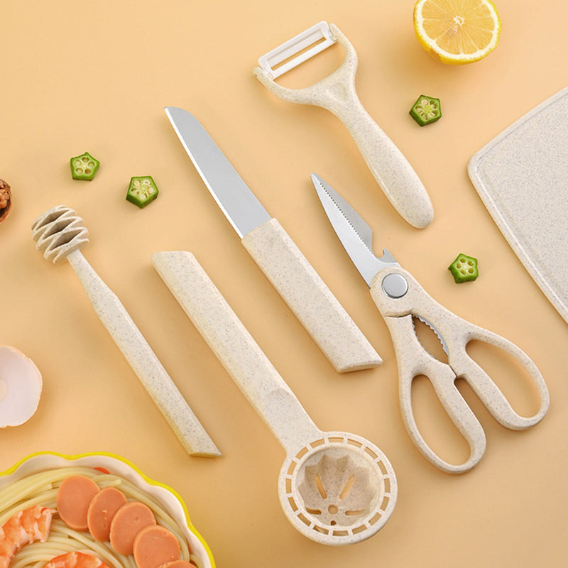 7pcs Wheat Straw Kitchen Utensil Set, Multifunctional Cooking Set, Eco-Friendly Baking tools.
