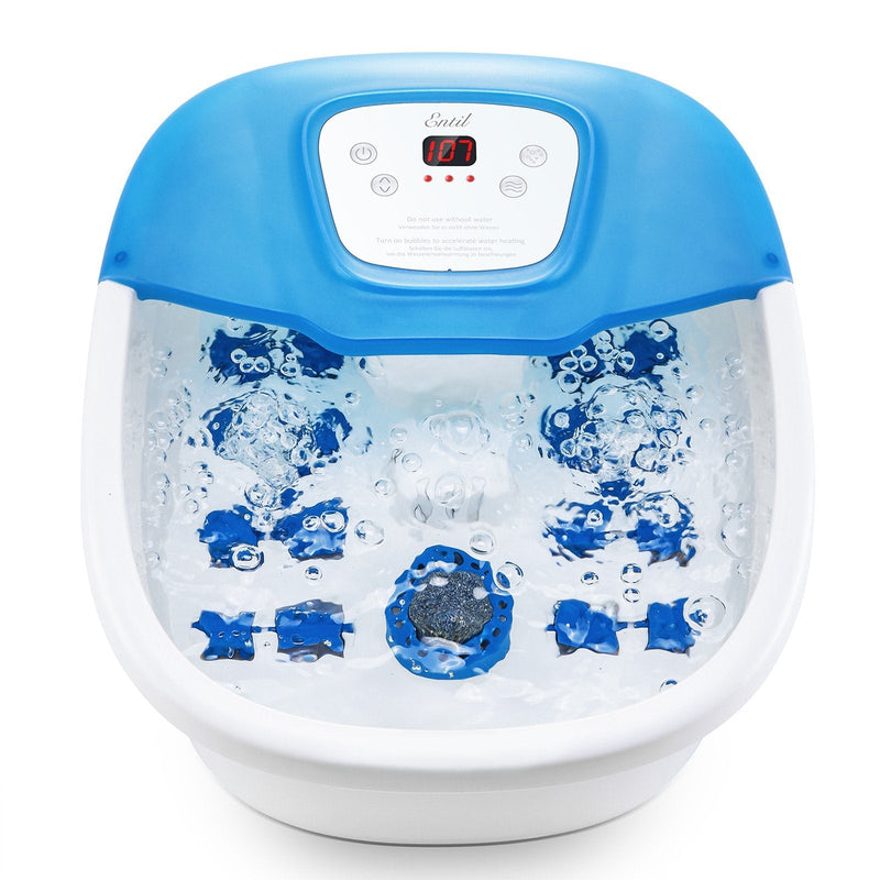 Foot Spa with 16 Massage Rollers, Heat, Bubbles, Vibration + Pedicure Stone