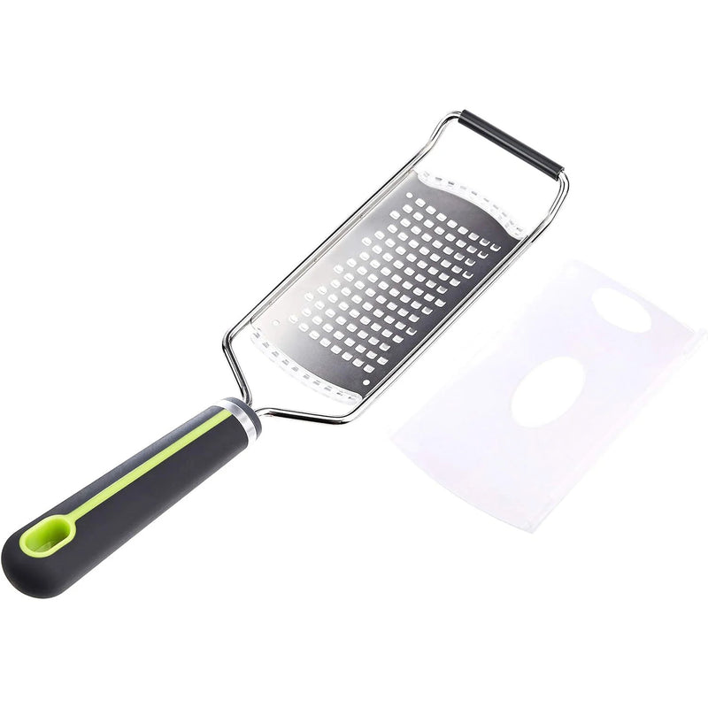 2-Piece Kitchen Tool Set, Course Hand Grater & Peeler Set with Wide Stainless Steel Blade, Soft Grip Handle, Grey and Green