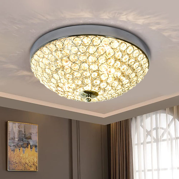 Modern Crystal Ceiling Light, 2-Light Small Chandelier Close To Ceiling Light Fixtures