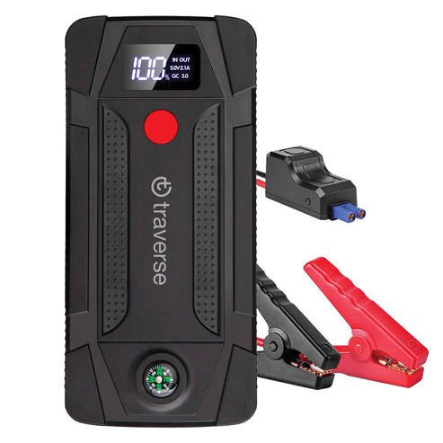 Portable UltraSafe Smart Jump Starter & Power Bank with Emergency Multimode Flash light and compass for Cars and Trucks  6.0L Gasoline and 3.0L Diesel Engines