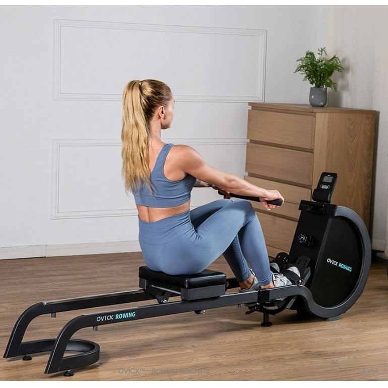 OVICX R100 Foldable Home Rower with Adjustable Foot Plate, Extra Long Track, and 16 Intensity Levels for Full-Body Workouts