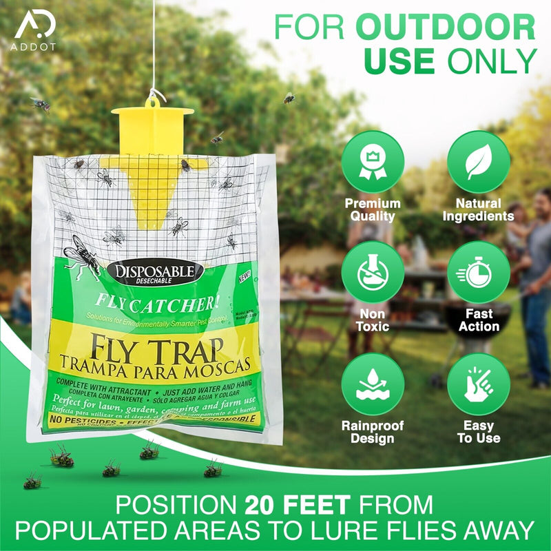 RESCUE! Big Bag Fly Trap Disposable Fast Acting Outdoor Fly Trap (1 or 4-Pack)