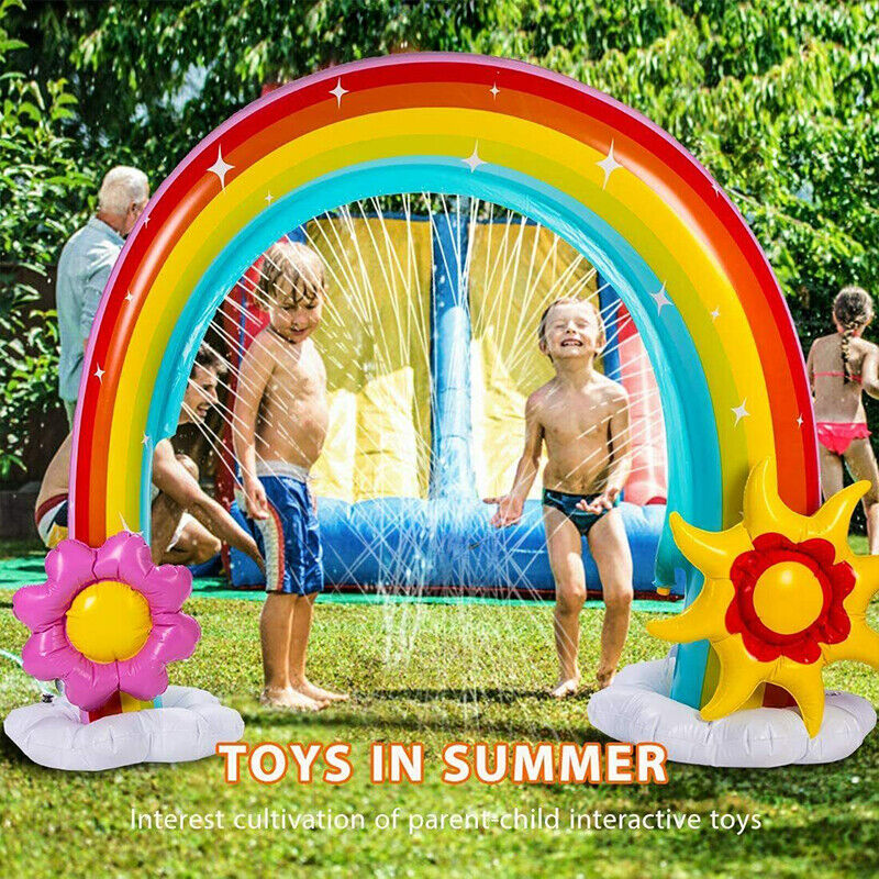 Inflatable Rainbow Sprinkler Summer Outdoor Kids Spray Water Toy Yard Party Pool