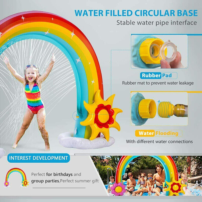 Inflatable Rainbow Sprinkler Summer Outdoor Kids Spray Water Toy Yard Party Pool