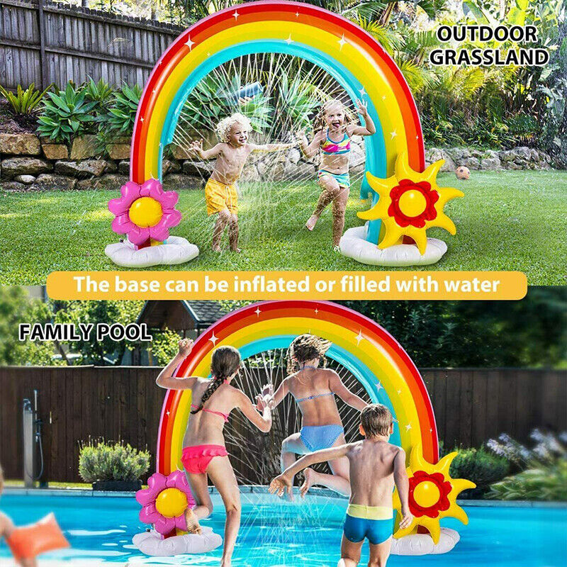 Inflatable Rainbow Sprinkler Summer Outdoor Kids Spray Water Toy Yard Party Pool